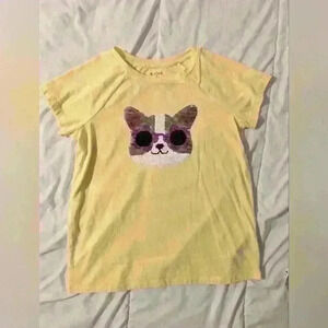 Lot of 2 Girls Cat & Jack Flip Sequin Tees size 10/12 plus